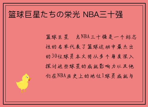 篮球巨星たちの栄光 NBA三十强 